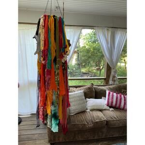 Boho fabric chandelier hanging planter - Boho windsock